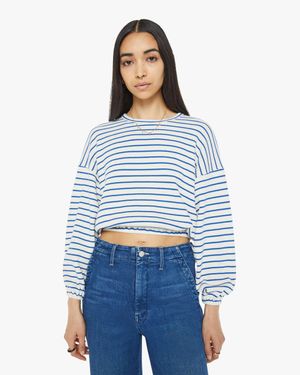 Mother The L/S Swipe Crop Cream And Jumper - Blue