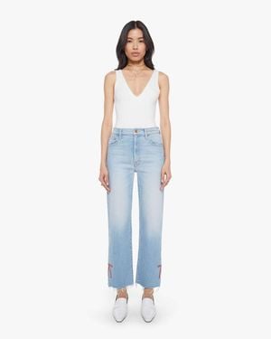 Mother The Rambler Zip Slice Hover Fray Complete 360 Jeans - Blue