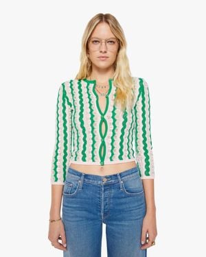 Mother The Crew Neck Cardigan Pointelle Shirt - Green
