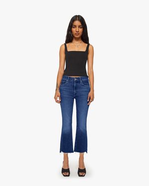 Mother Petites The Lil Insider Crop Step Fray Off Limits Jeans - Blue