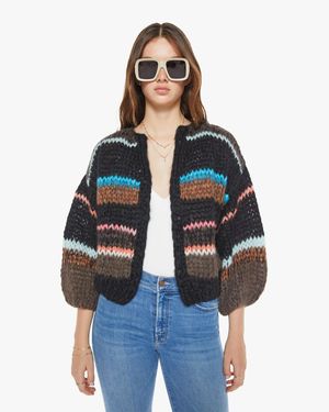 Maiami Stripes Galore Bomber Cardigan Chocolate Jacket - Blue