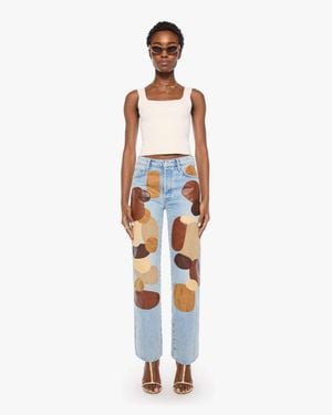 Mother The Patched Dialed Back Rambler Sneak Out Of This Galaxy Jeans - White