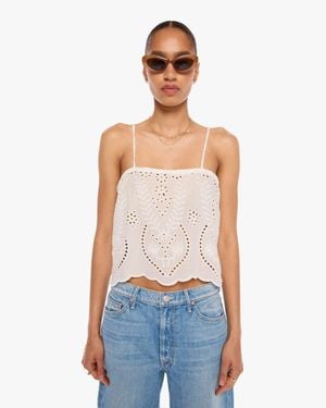 Natalie Martin Fern Camisole Top Athena Embroidery Salt - White
