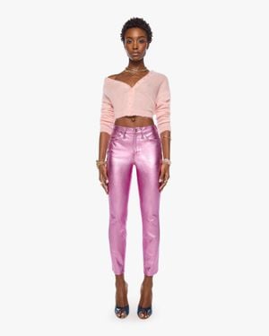 Mother The Mid Rise Dazzler Flood Hoop Earrings Jeans - Pink