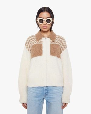 Mother The Zip Raquette Cardigan Fluff Back Shirt - White