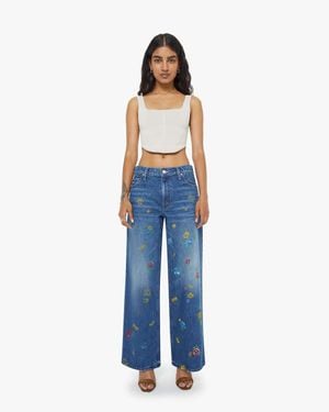 Mother Petites The Lil Rerun Zip Sneak Field Of Flowers Jeans - Blue