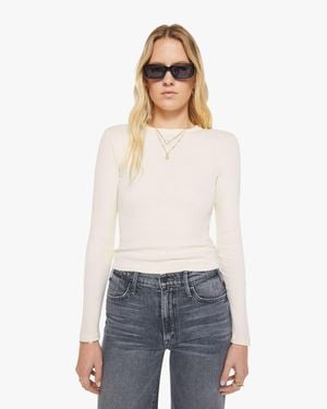 Mother The L/S Itty Bitty Crop Antique Shirt - White