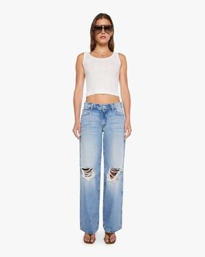 Mother The Down Low Delinquent Zip Sneak Floral Frenzy Jeans - Blue