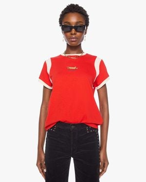 Mother The Boxy Goodie Inset Jag T-Shirt - Red