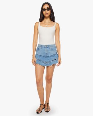 Mother The Ruffle My Feathers Mini Fray Chaos Came Knocking Skirt - Blue