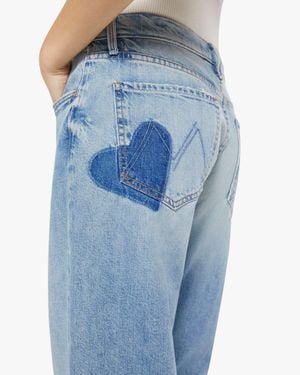 Mother The Mid Rise Rambler Zip Skimp I Confess With Heart Jeans - Blue