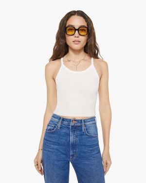 ÉTERNE Cropped Rib Tank Top Ivory - Blue