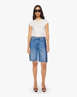 Mother The Mid Rise Maven Bermuda Fray Double Stacked Jeans - Blue