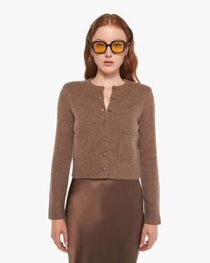 SABLYN Emilia Shoulder Pad Cardigan Swiss Shirt - Brown