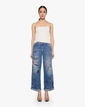 Mother Snacks! The Smoothie Flood Cuff Tootsie Jeans - Blue