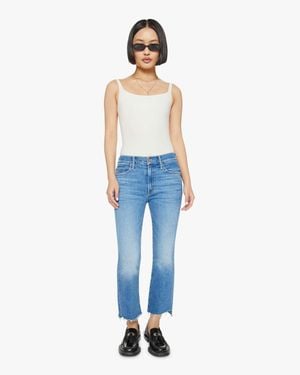 Mother Petites The Lil Insider Crop Step Fray Out Of Jeans - Blue
