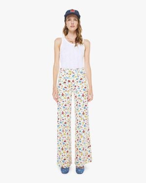 Mother The Hustler Roller Patch Pocket Sneak Rose Bowl Jeans - White
