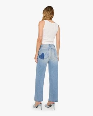 Mother The Mid Rise Rambler Zip Skimp I Confess With Heart Jeans - Blue