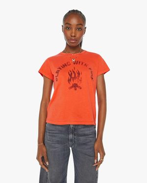 Mother The Boxy Goodie Goodie Playing With Fire T-Shirt - Orange