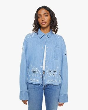 Mother The Roomie Double Frenchie Crop Fray Soulstice Shirt - Blue