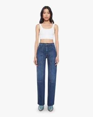Mother The Lasso Utility Sneak Shine On Jeans - Blue