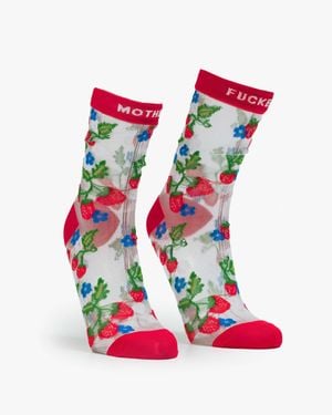Mother The Step Up Mf Strawberries Socks - Red