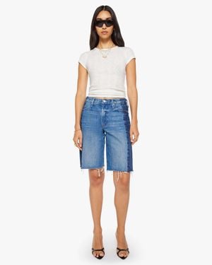 Mother The Mid Rise Maven Bermuda Fray Double Stacked Jeans - Blue