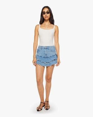 Mother The Ruffle My Feathers Mini Fray Chaos Came Knocking Skirt - Blue