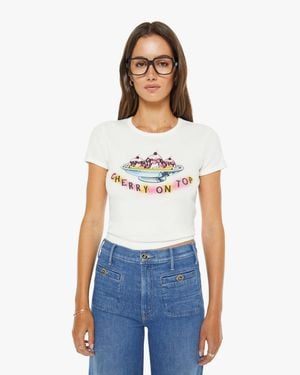 Mother The Itty Bitty Ringer Cherry On Top T-Shirt - White