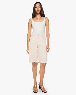 Mother The Half-Pipe Bermuda Fray Puree Jeans - White