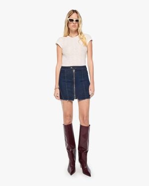 Mother The Racer Vagabond Mini Fray Hard Stop Honey Skirt - Blue