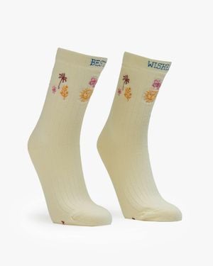 Mother The Half Step Best Wishes Socks - White