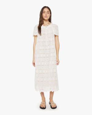 Natalie Martin Sienna Dress Medallion Embroidery Salt - White