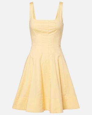 STAUD Romy Gathered Cotton Minidress - Yellow