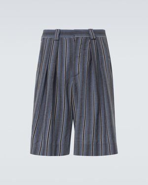 King & Tuckfield Striped Wool Bermuda Shorts - Blue