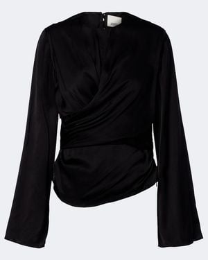 Isabel Marant Neame Draped Satin Top - Black