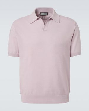 Canali Polohemd Aus Baumwolle Und Seide - Pink