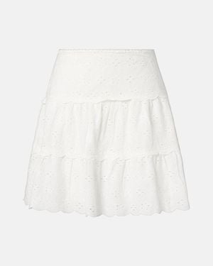RIXO London Cassandra Scalloped Cotton Miniskirt - White