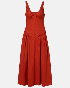 Faithfull the Brand Olas Cotton Midi Dress - Red