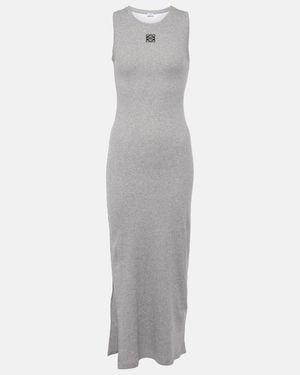 Loewe Vestido largo de jersey con anagrama - Gris