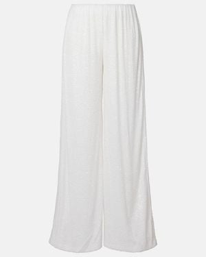 Norma Kamali Sequined Wide-Leg Trousers - White