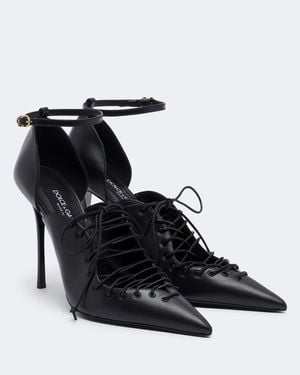 Dolce & Gabbana Leather Lace-Up Pumps - Black