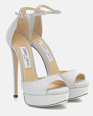 Jimmy Choo Max 150 Glitter Platform Sandal - Metallic