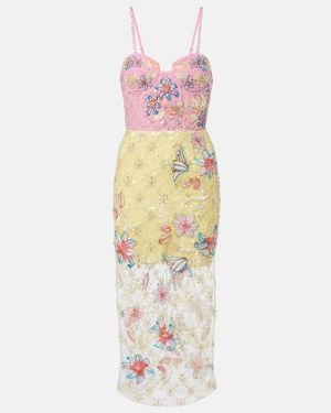 La Fuori Embellished Floral Cocktail Dress - Metallic
