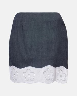 STAUD Margaux Linen-Blend Miniskirt - Blue
