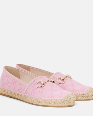Gucci Espadrilles Horsebit Gg Aus Canvas - Pink