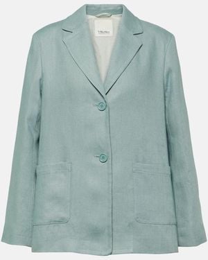 Max Mara Socrates Single-Breasted Linen Blazer - Green