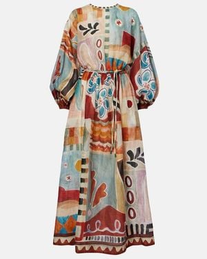 ALÉMAIS X Lrnce Michelle Printed Ramie Midi Dress - Multicolor