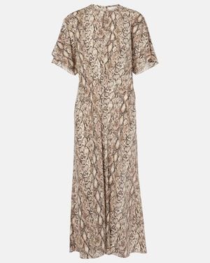Isabel Marant Keany Printed Silk-Blend Midi Dress - Natural