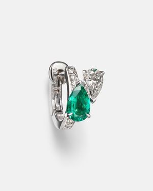 Repossi Serti Sur Vide 18Kt Single Earring With Diamonds And Emerald - Blue